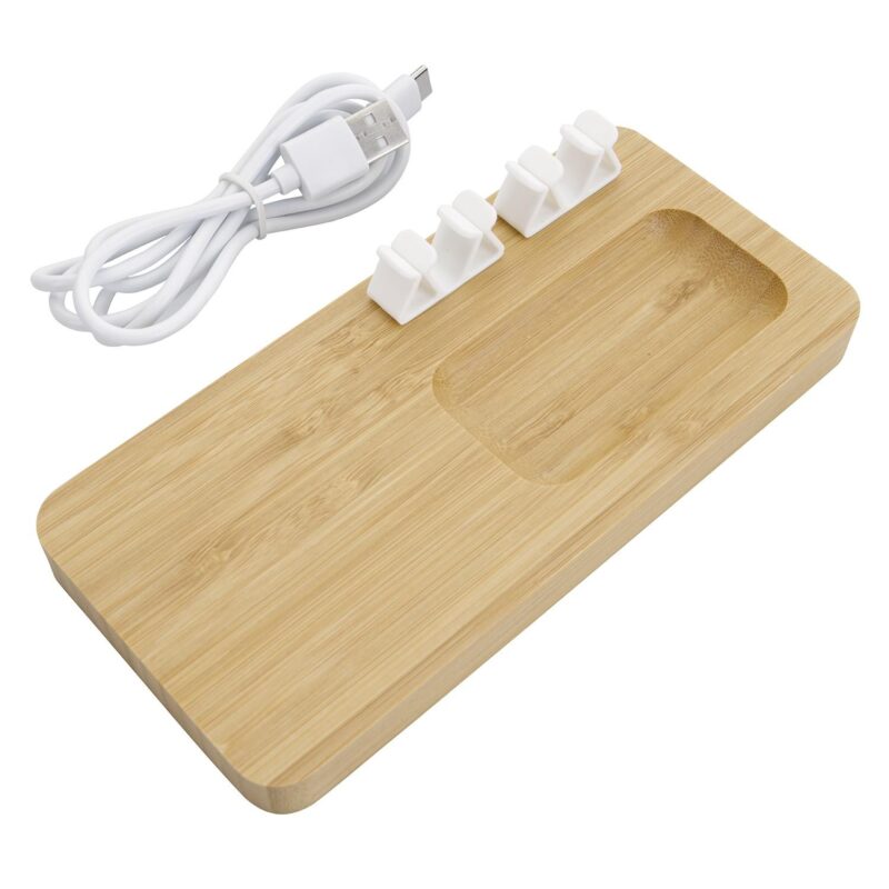 Bamboo 10W Wireless Charging Pad with Cable Organizer - 4