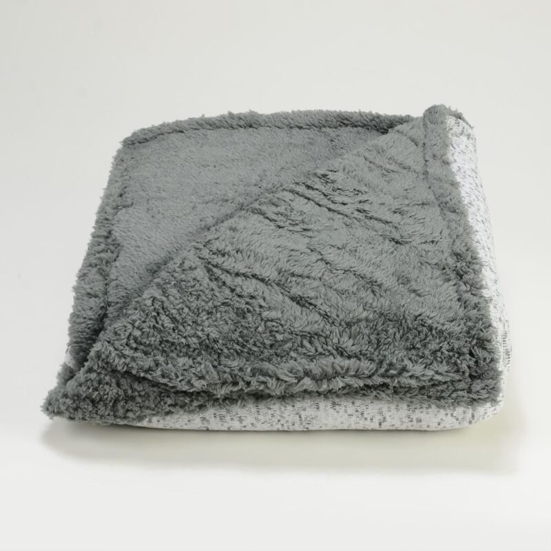 Sherpa-Backed Heathered Blanket - 1
