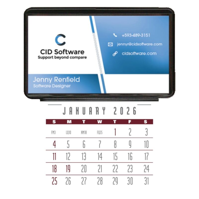 Triumph® Calendars Press-N-Stick Business Card Holder (No Imprint) With Calendar Pad - 1