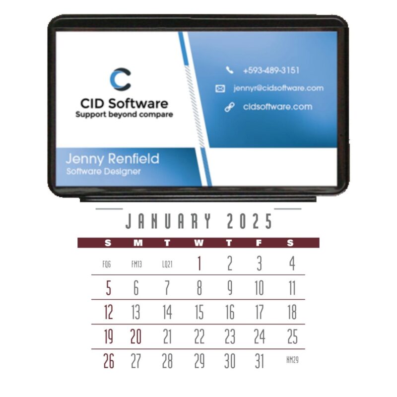 Triumph® Calendars Press-N-Stick Business Card Holder (No Imprint) With Calendar Pad - 2