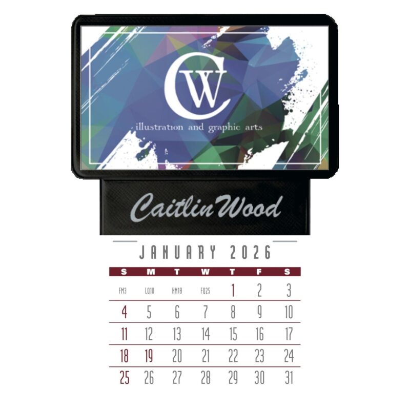 Triumph®-Calendars-Press-N-Stick-Business-Card-Holder-With-Imprint-And-Calendar-Pad-V7869 Triumph® Calendars Press-N-Stick Business Card Holder With Imprint And Calendar Pad