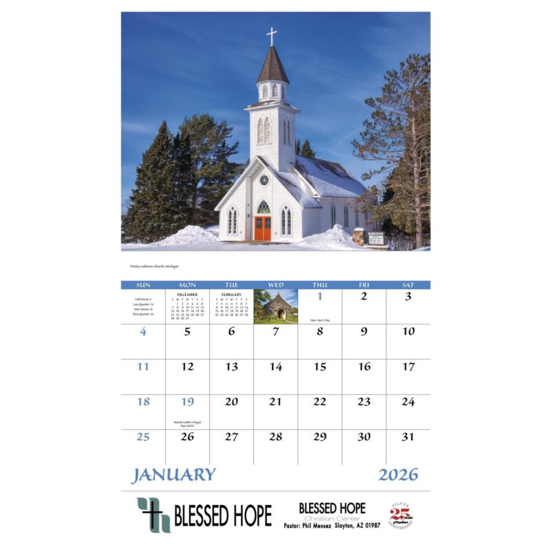 Good Value™ Scenic Churches - Stapled Calendar - 3