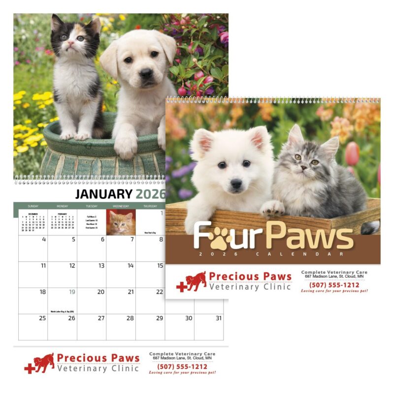 HotLine® Products Four Paws Appointment Calendar - Spiral - 1
