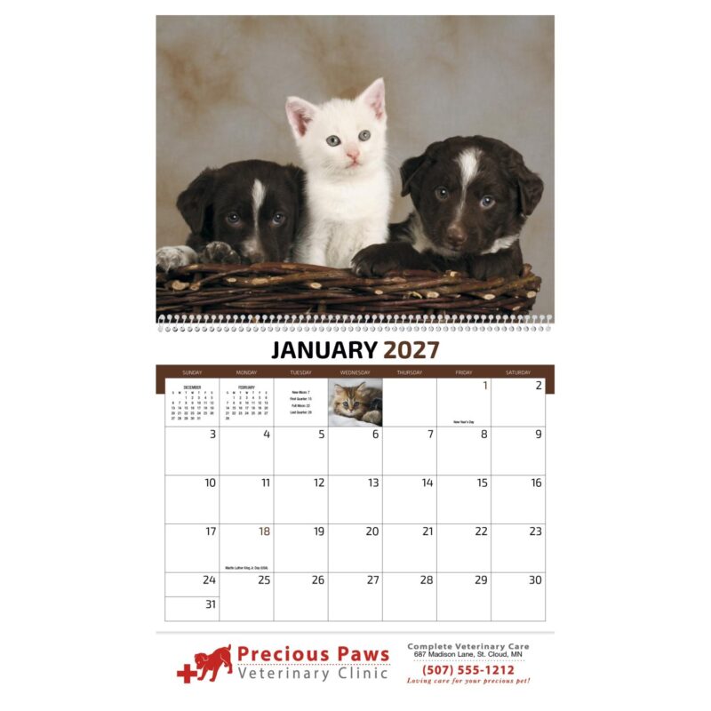 HotLine® Products Four Paws Appointment Calendar - Spiral - 6