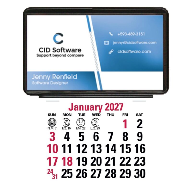 Triumph® Calendars Press-N-Stick Business Card Holder (No Imprint) With Calendar Pad - 4